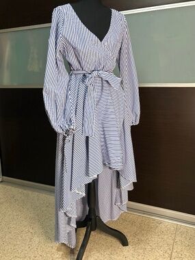 Mango striped high and low dress